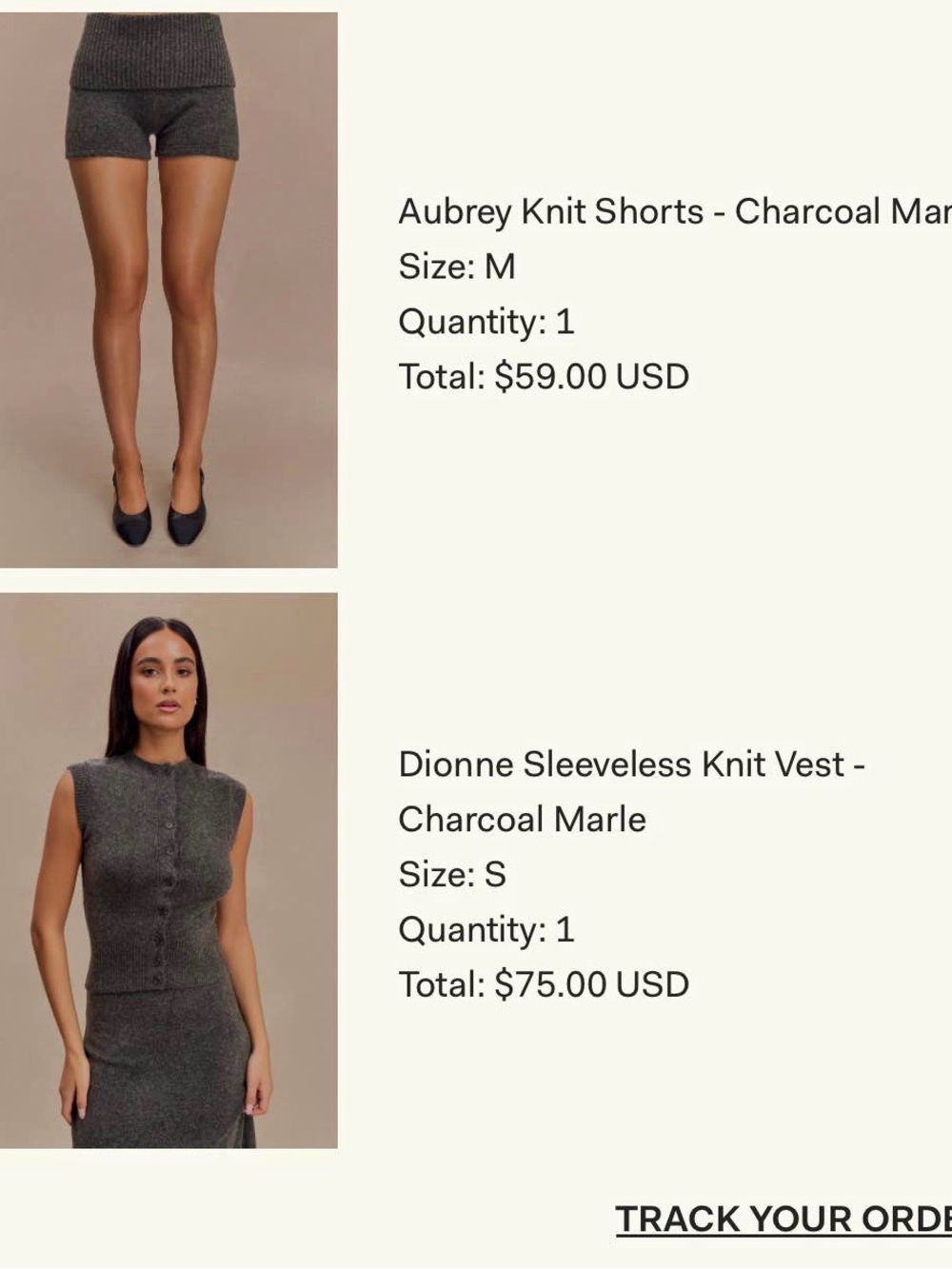 Aubrey Knit Shorts & Dionne Sleeveless Knit Vest Set - Charcoal Marle